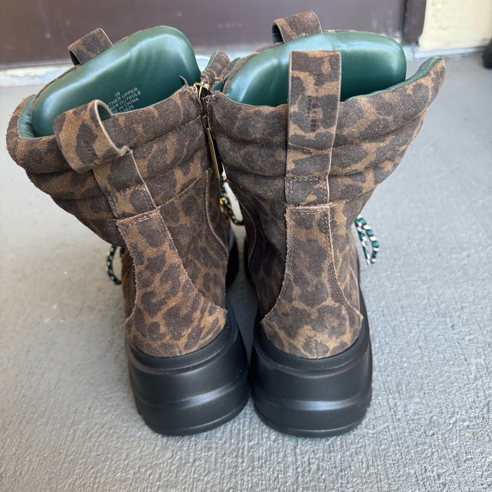 Kurt Geiger Kensington Leopard Print Suede Hiker Booties Sz 38 (US 7.5) NWOB - Picture 6 of 13